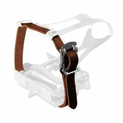 Point Sangles Cuir Marron Pour Cale Pieds De Vélo - La Paire